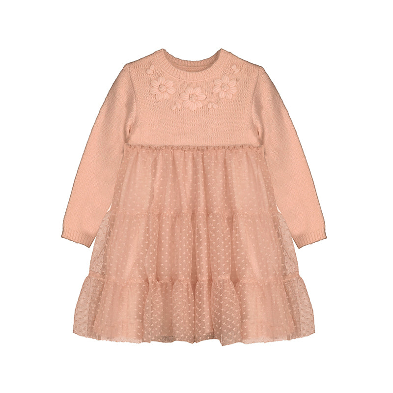 Vestido Tricot Combinado Tul