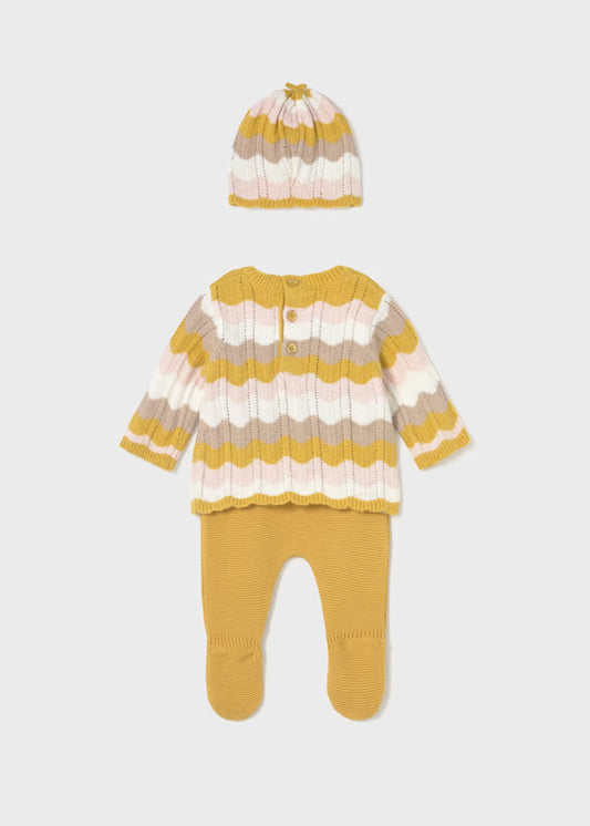 Conjunto polaina y gorro tricot