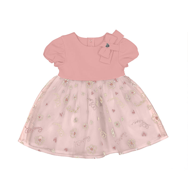 Vestido Combinado Tul Bordado