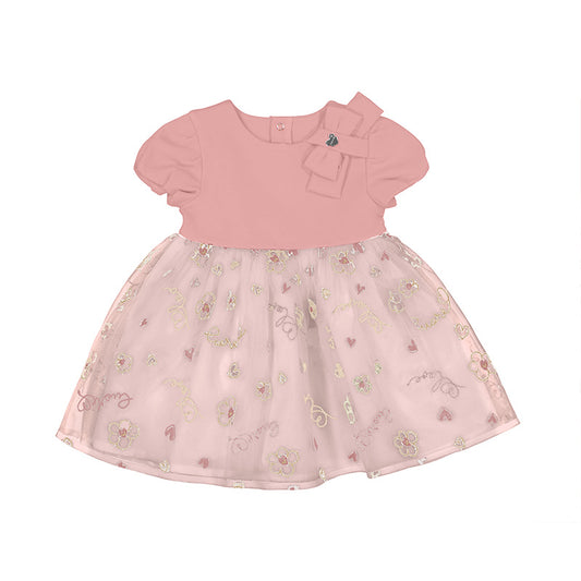 Vestido Combinado Tul Bordado