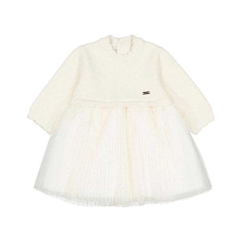 Vestido Tricot Tul Plisado