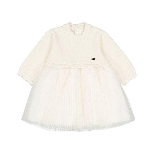 Vestido Tricot Tul Plisado