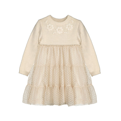 Vestido Tricot Combinado Tul