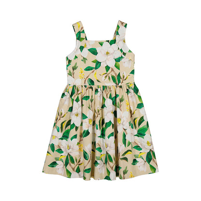 Vestido Saten Flores