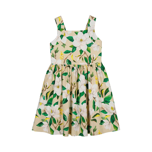 Vestido Saten Flores