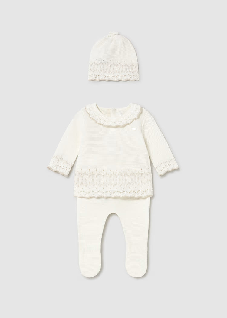 Conjunto polaina y gorro tricot