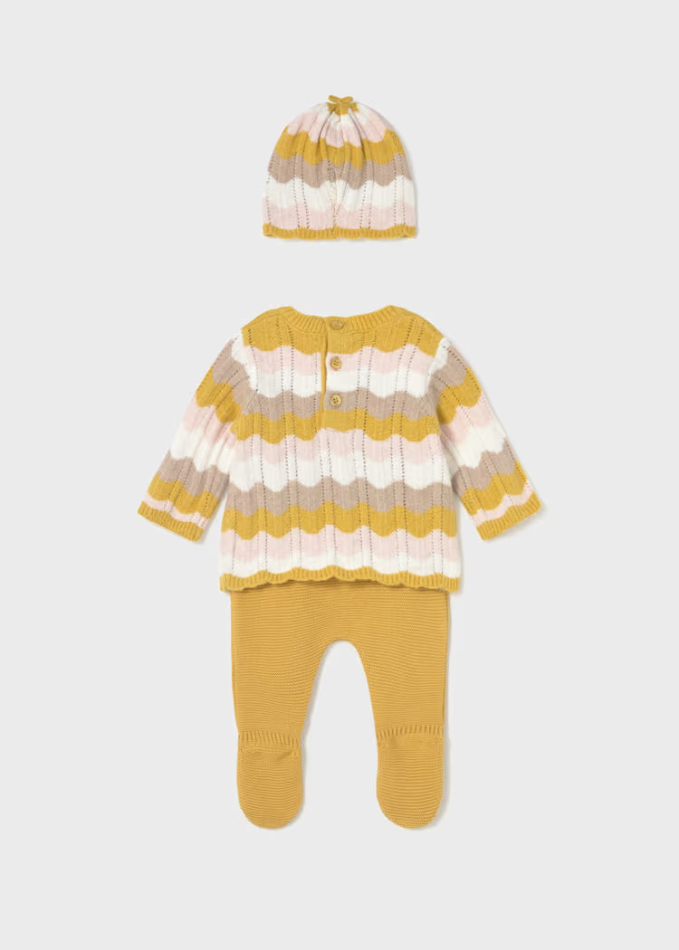 Conjunto polaina y gorro tricot